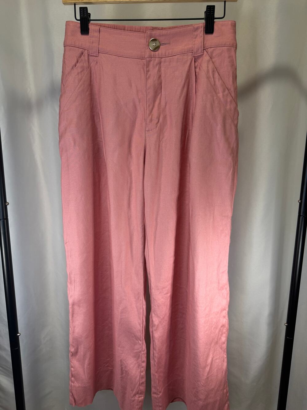 Cabi Women’s Size Small Pink Linen Blend Pleated Wide Leg Pants Style 6692
